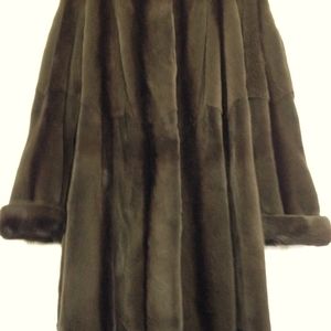 Brown Skin on Skin Sheared  Mink Full Length Coat. Collar Turn Back Cuffs.